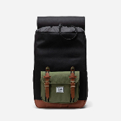 HERSCHEL - NEW LITTLE AMERICA MID-VOLUME - Black Four Leaf Clover Saddle Brown