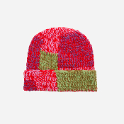 OBEY- PATCHWORK RIB BEANIE - Red multi