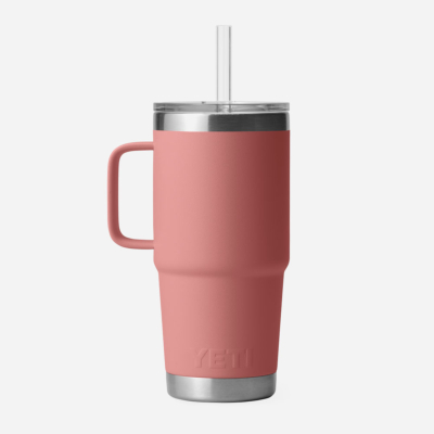 YETI - MUG RAMBLER 25 oz (710 ml) AVEC COUVERCLE A PAILLE - Sandstone Pink