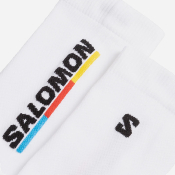 SALOMON SPORTSTYLE - PULSE RACE FLAG CREW SOCKS - White / Bright Red / Lemon