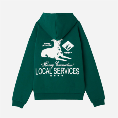 OBEY - SERVICES EXTRA HEAVY HOOD - Rain Forest