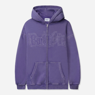 Butter Goods  - Breakdown Zip Thru Hood - Washed Purple