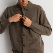 Rhythm - MOHAIR BUTTON UP KNIT - Olive