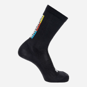 SALOMON SPORTSTYLE - PULSE RACE FLAG CREW SOCKS - Black / Bright Red / Lemon