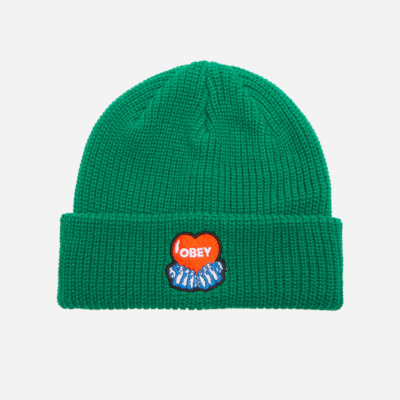 OBEY- HEART BEANIE - Abundant Green