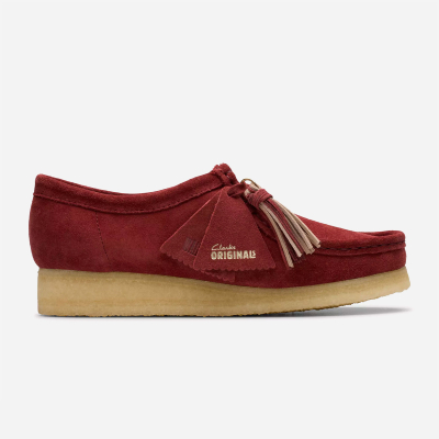 CLARKS - WALLABEE WOMENS - Deep Red Suede