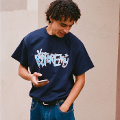 BYE JEREMY - SLIPPING TEE - Navy